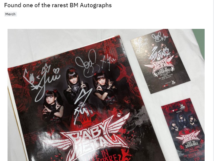 海外】貴重なBABYMETALの直筆サインを見つけた - BABYMETAL INFO.（ベビーメタルインフォ）